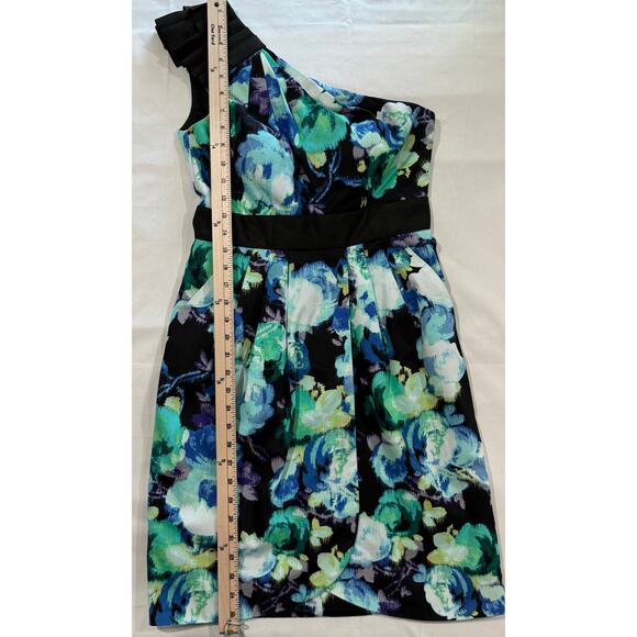 Eliza J Dress Floral Watercolor One Shoulder Size 4 (069) - Picture 9 of 12